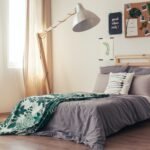 Contemporary bedroom with botanic duvet