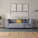 Purple sofa in a minimalist room
