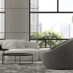 Minimalist Interior of modern living room 3D rendering