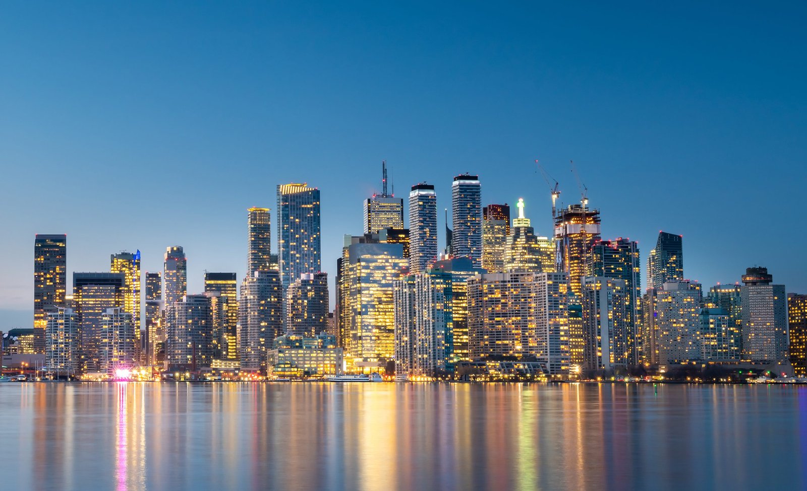 Toronto city skyline at night, Ontario, Canada
