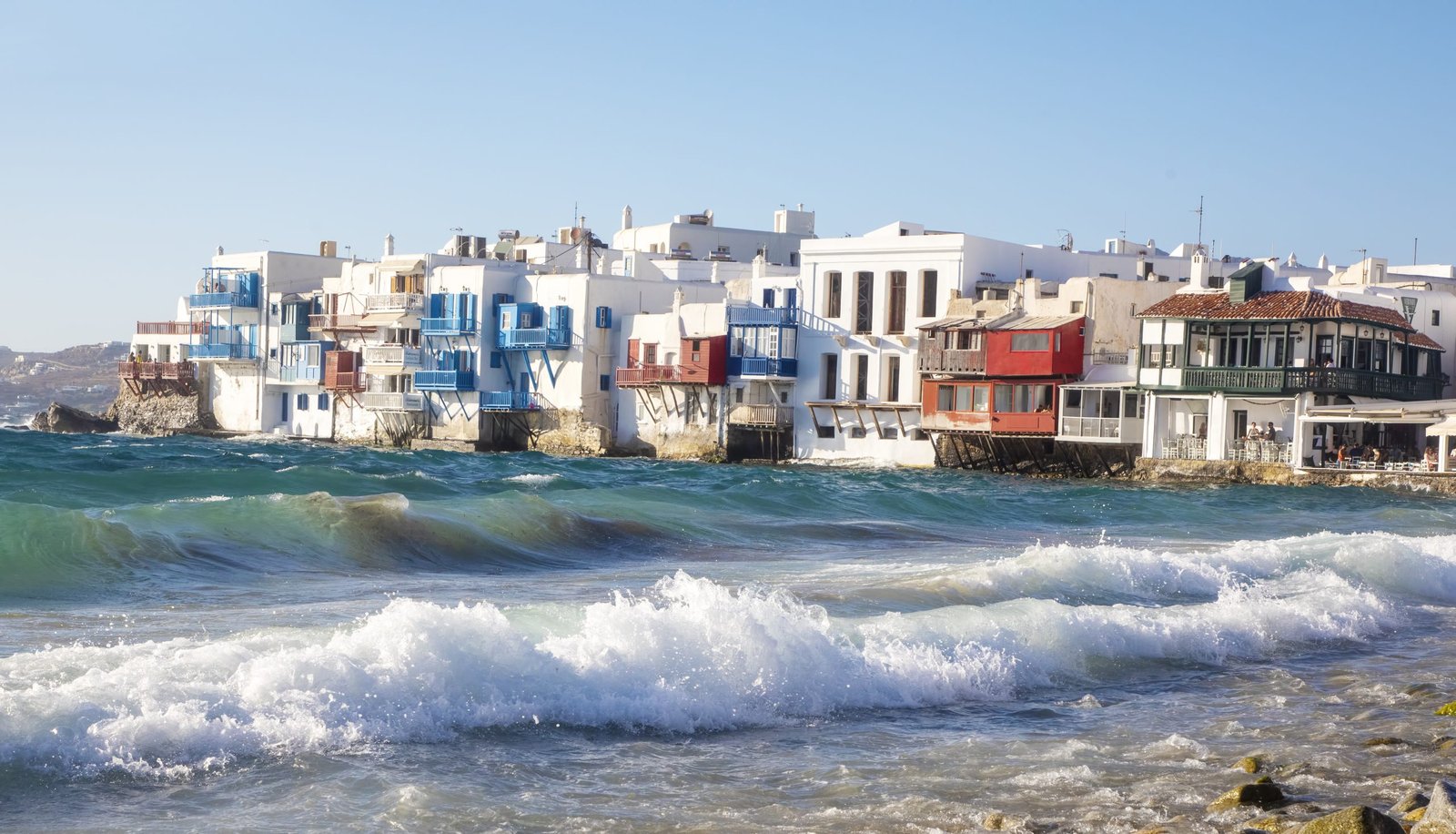 Mykonos island, Greece, famous Little Venice area of Mykonos town