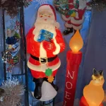 A christmas blow mold decoration of santa claus.