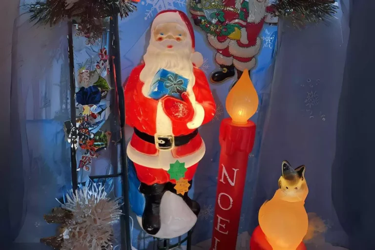 A christmas blow mold decoration of santa claus.