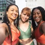 Three Ethnicity Girls Capture a Post-Workout Selfie Friendship and Fitness Vibes