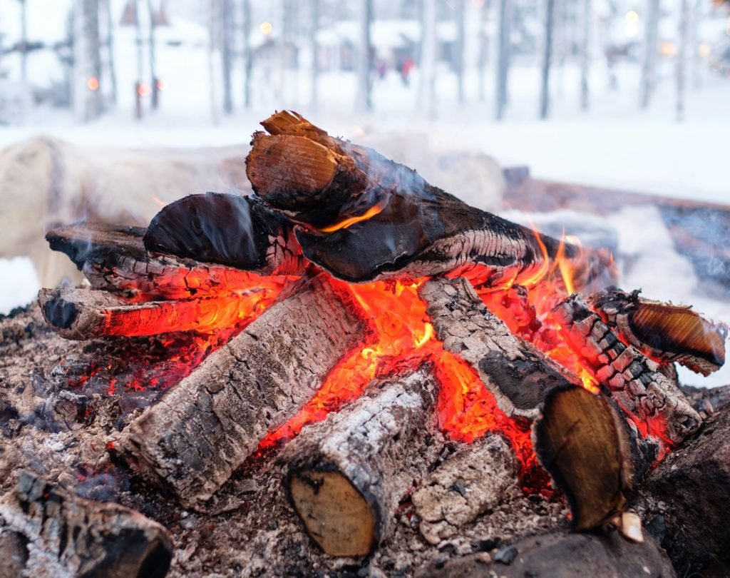 Bonefire in a winter landscape