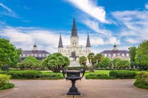 New Orleans, Louisiana, USA at Jackson Square and St. Louis Cath