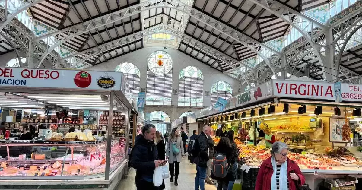 people in Central market interior view