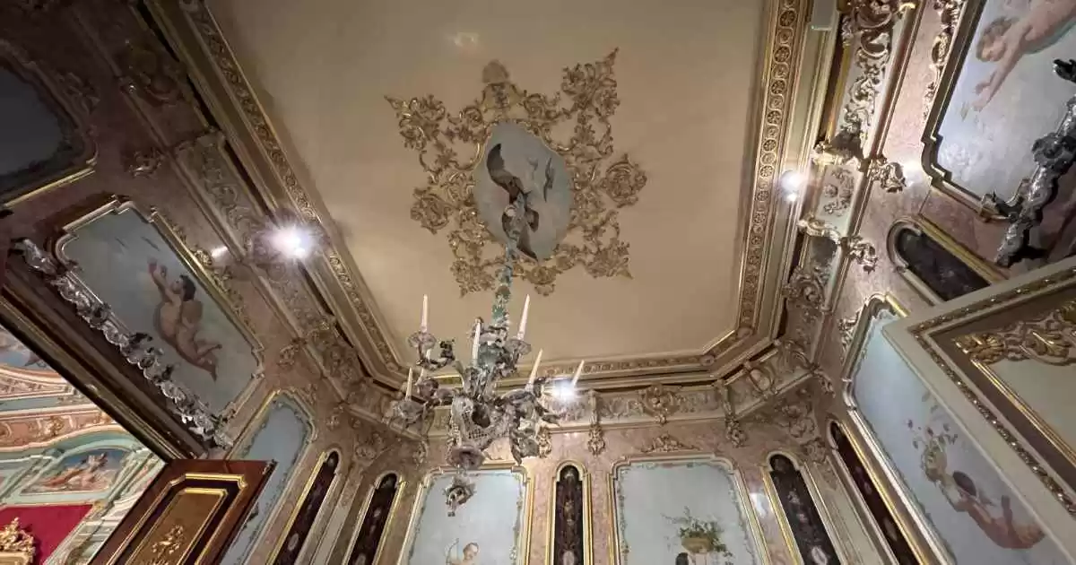 a chandelier in a room