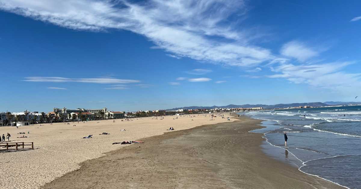 Valencia beach with people on it.