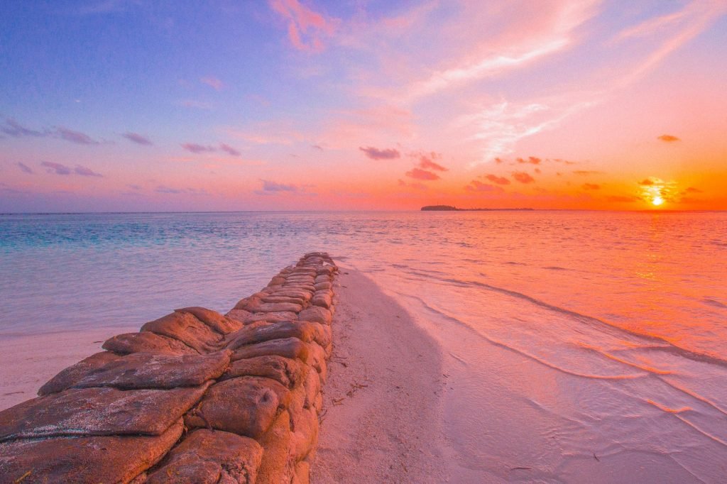 Colorful sunset at Maldives in summer