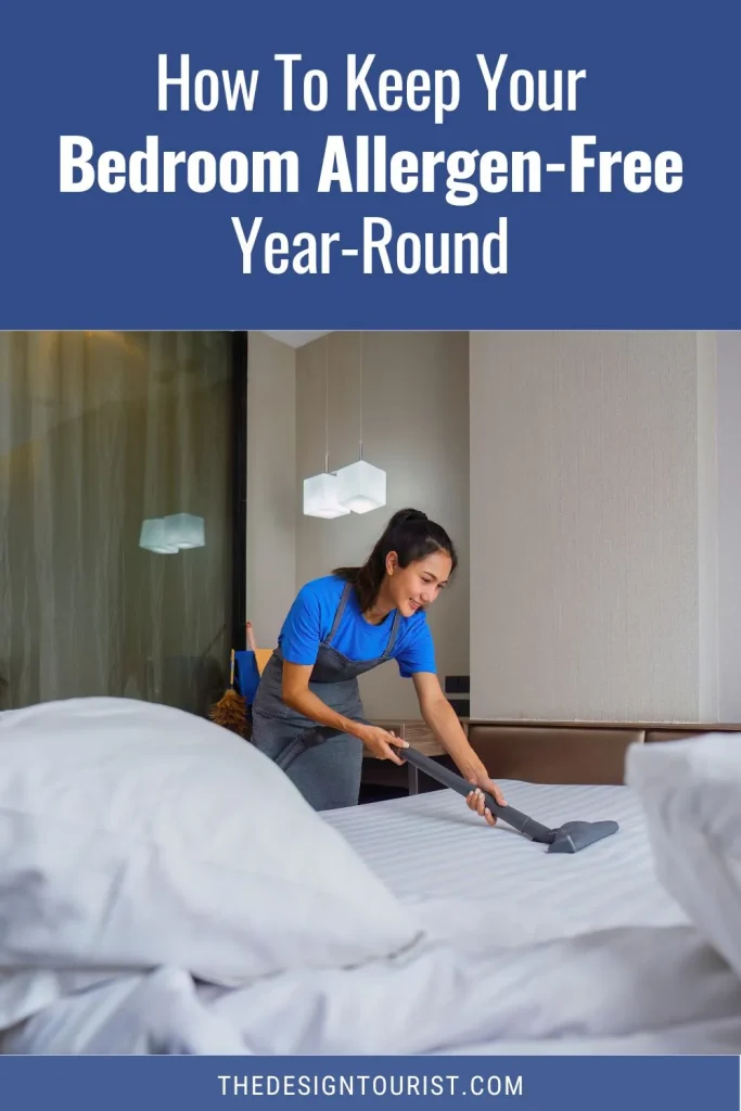 Year-Round Tips for Maintaining an Allergen-Free Bedroom A woman cleaning her bed.