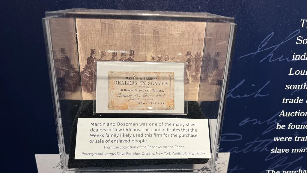 Slave Dealer Business Card  inside the museum as display.