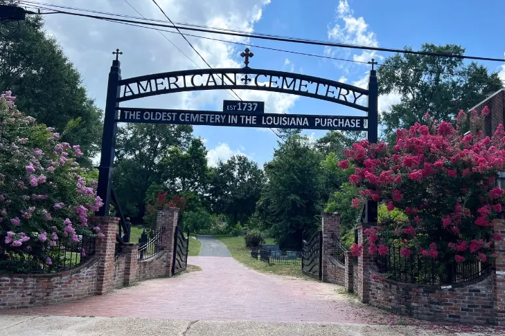 The entrance to the american cemetery in Natchitoches, Louisiana.