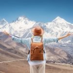 Travel and active life concept. Adventure and travel in the mountains region.