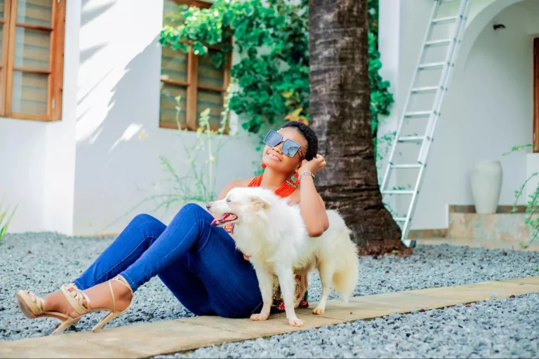 woman with her dog