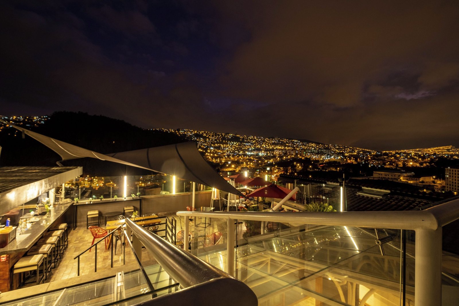City view at the top of Hotel Mama Cuchara at Night