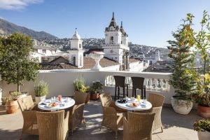 Rooftop view of Casa Gangotena Boutique Hotel - one of the best hotels in Quito Ecuador
