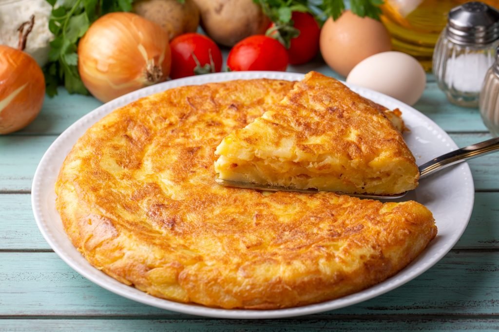 Spanish omelette with potatoes, typical spanish cuisine