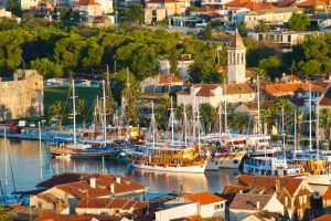 Trogir at sunrise, Dalmatian Coast, Croatia, Europe