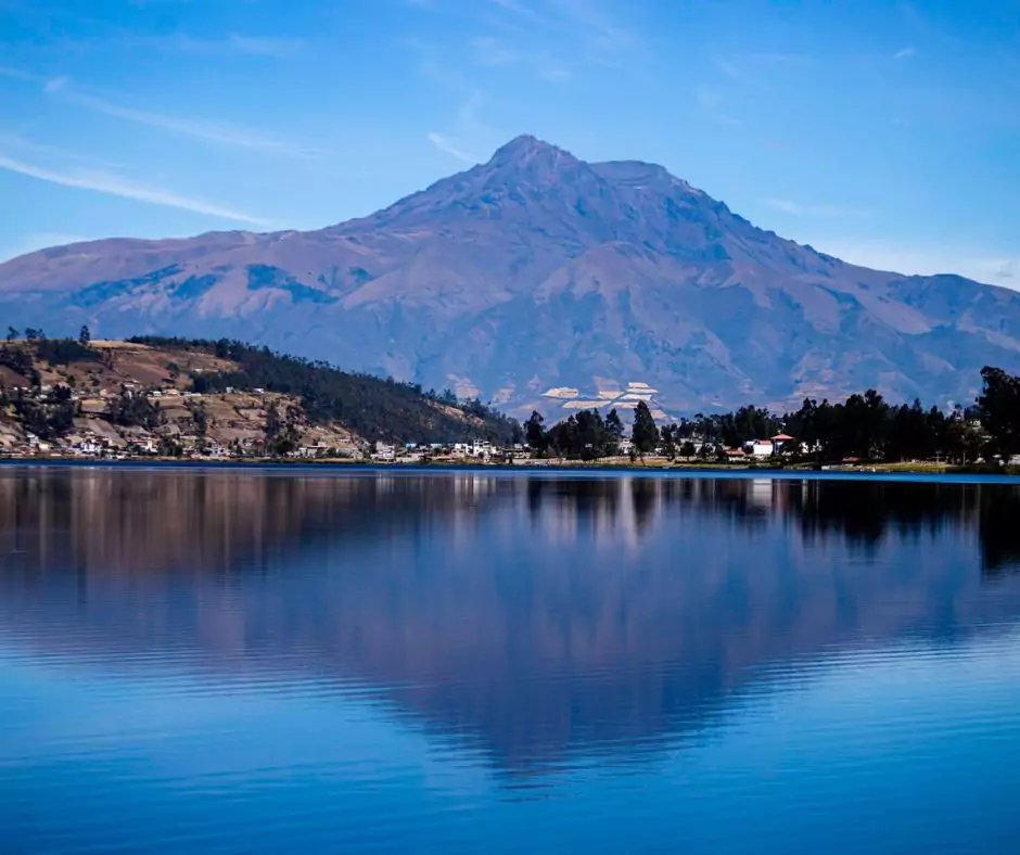 a mountain reflected in a lake