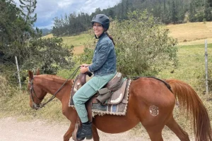 Karen horseback riding in ecuador
