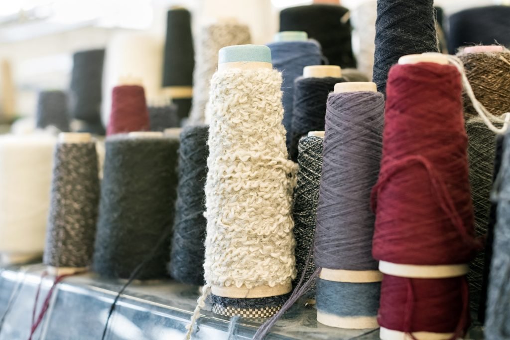 Spools and reels of spun cashmere wool
