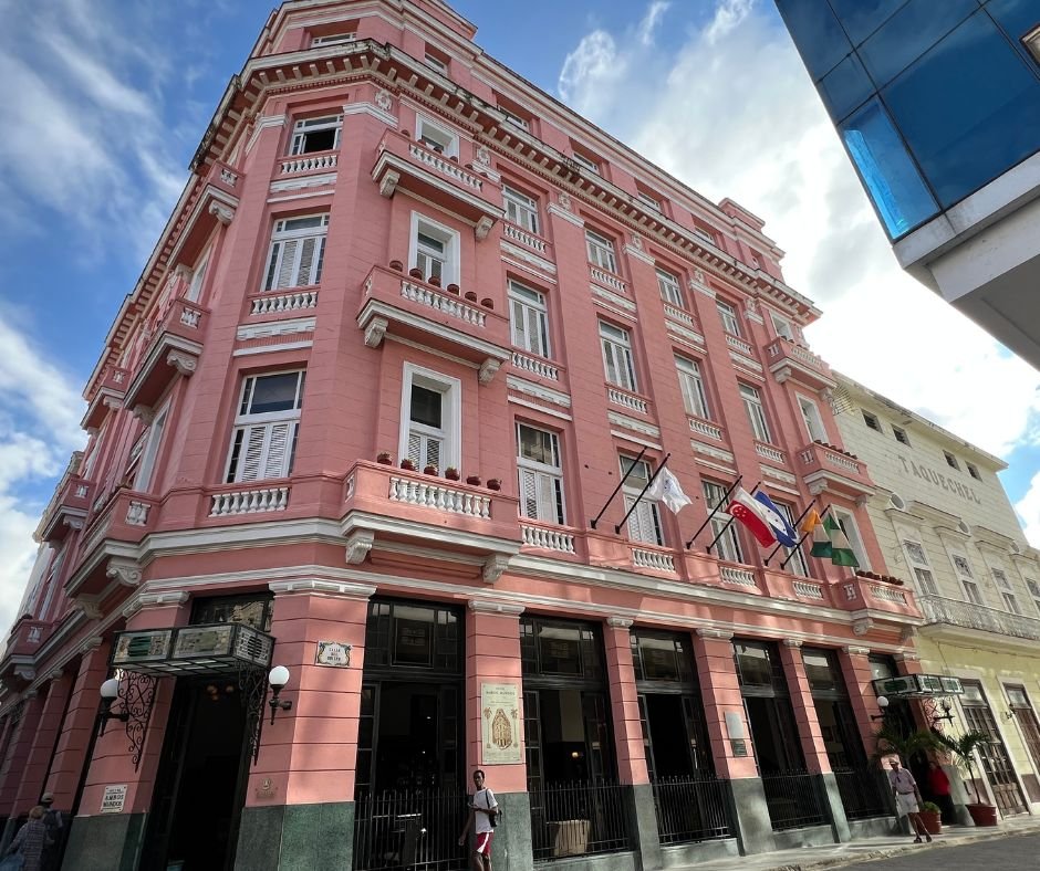 Hotel Ambos Mundos – A historic pink building in Havana where Ernest Hemingway once lived and wrote.