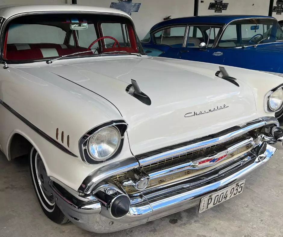  white and red Chevrolet is a 1957 Chevrolet Bel Air