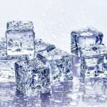 ice cubes on blue background