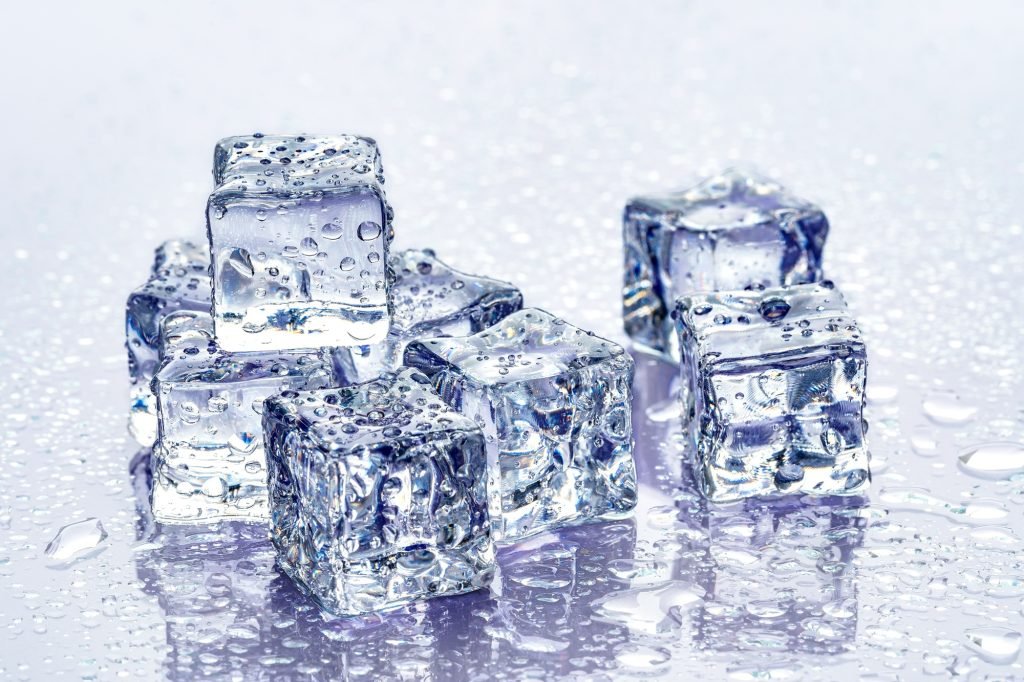 ice cubes on blue background