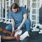 Patient using sport equipment for recovery