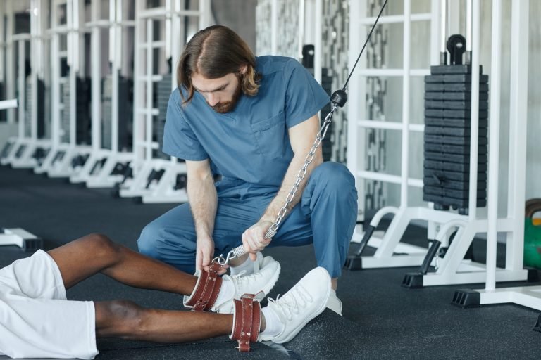 Patient using sport equipment for recovery