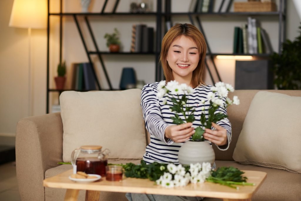 Woman Making Flower Arrangement