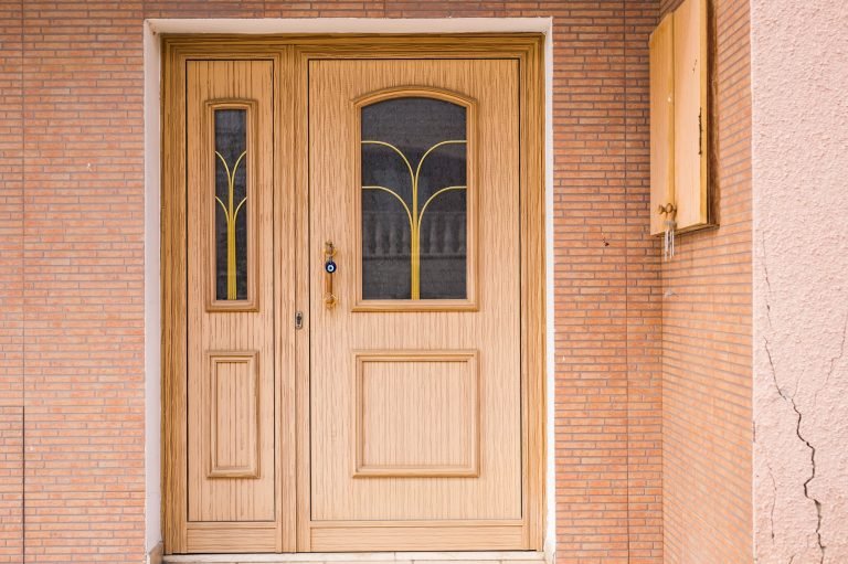 Wooden front door of a home