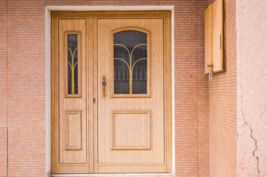 Wooden front door of a home