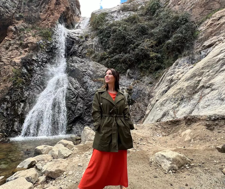 Karen wearing a Lightweight Trench Coat for Layering
