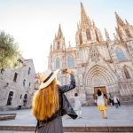 Woman traveling in Barcelona
