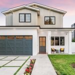 Exterior view of a contemporary new home in Los Angeles.