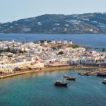 Mykonos island port with boats, Cyclades islands, Greece