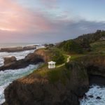 Sunset on the Mendocino Coast with Heritage House Resort and Spa in the background