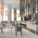 3d rendering nice restaurant with elegant decoration