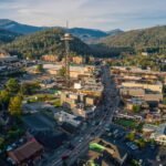 Aerial View of Gatlinburg, Tennessee in the Morning