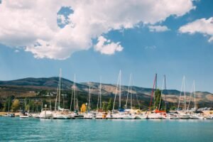 colorful lake marina
