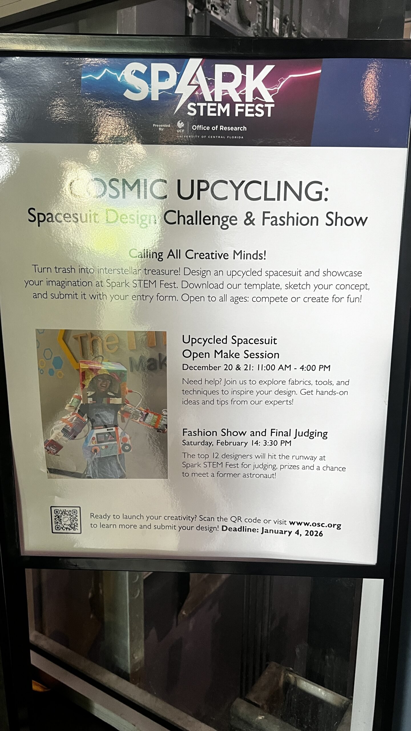 The BEYOND Spacesuit from the Space for Art Foundation, created from hundreds of children’s artworks and displayed at the Orlando Science Center.