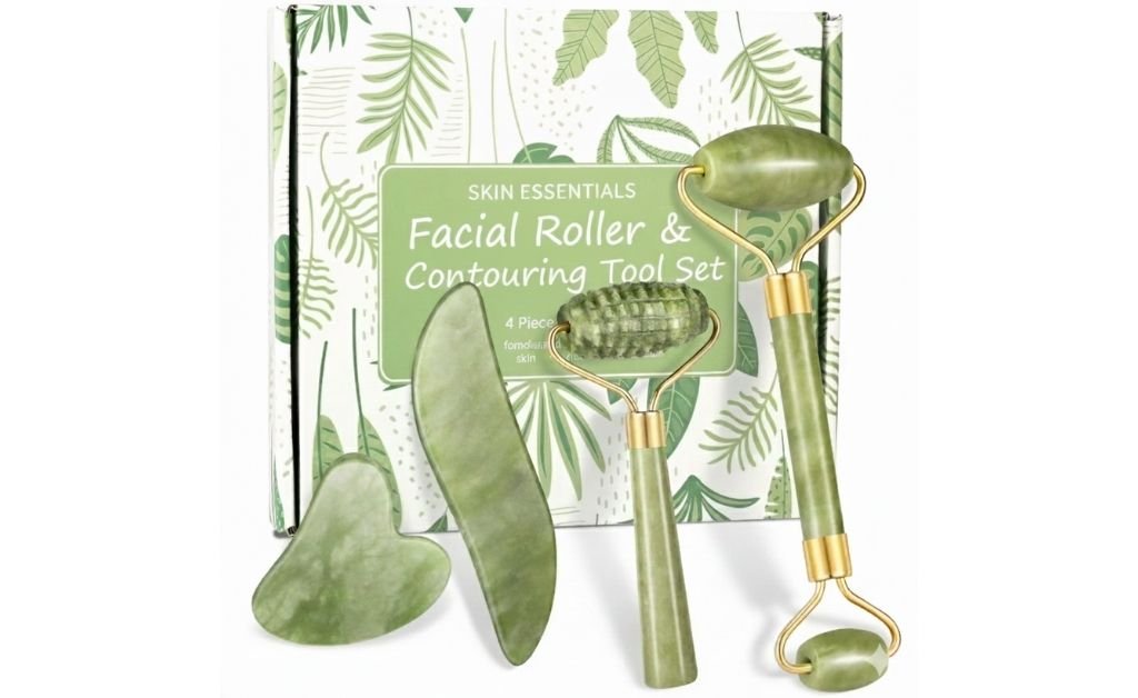 Charmonic jade roller and gua sha facial massager skincare set