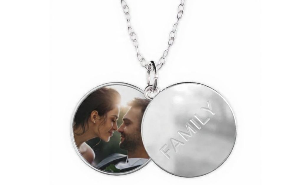 Sliding photo locket heart necklace with custom full photo insert