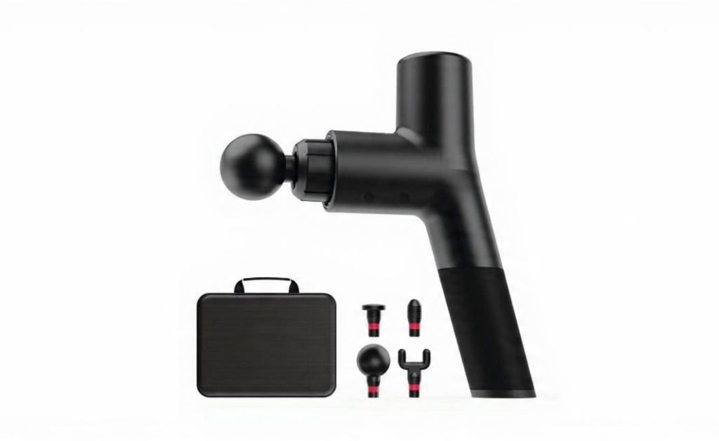 Handheld massage gun with interchangeable heads for muscle relief